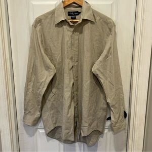 Ralph Lauren Mens Yarmouth Dress Shirt 15.5 32/33 Beige Long Sleeve 100% Cotton